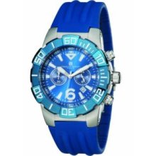 Charles-Hubert Paris 3898-E Mens Stainless Steel Blue Dial Chronograph Watch