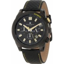 Charles-Hubert Paris 3946-BY Black-Plated Stainless Steel Case Black Dial Chronograph Watch