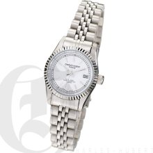 Charles Hubert Premium Ladies White Dial Silver Tone Dress and Sport Watch 6635-WW