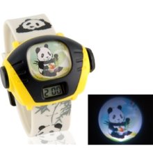 Children's Panda Pattern Digital Watch with Projector (Yellow)