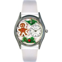 Christmas Gingerbread White Leather And Silvertone Watch #S1220006