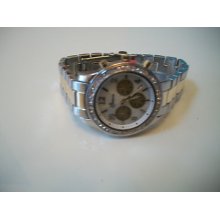 Chronograph Style Geneva Large Bracelet Silver/gold Light Weight Boyfriend Watch