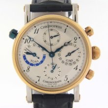 Chronoswiss Tora Dual Time Chronograph 18k Gold Stainless Steel Ch 7422