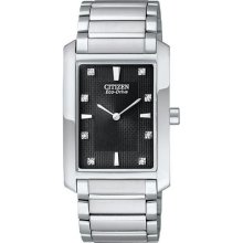 Citizen Bl6050-57e Mens Watch Eco-drive Strainless Diamond Accented Black Dial