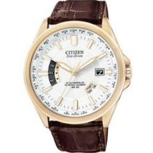 Citizen CB0013-04A Watch Eco-Drive Atomic Perpetual AT Mens - White Dial PVD rose gold plated Eco-drive Movement