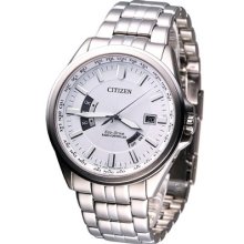 Citizen Eco-drive Perpetual Radio Watch White Cb0011-51a Made In Japan