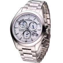 Citizen Eco-drive Radio Chronograph Perpetual Titanium Watch White By0051-55a