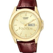 Citizen Men`s Gold-tone Strap Watch W/ Raised Hour Marker