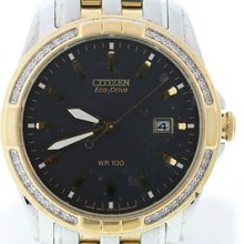 Citizen Men's Bm6814-58e Eco Drive Two Tone Watch Diamond Bezel