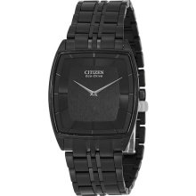 Citizen Mens Stiletto Eco-drive Black Ion Plated Stainless Steel Black Dial Watc