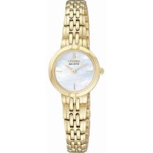 Citizen Women's Quartz Watch With Mother Of Pearl Dial Analogue Display And Yellow Stainless Steel Bracelet Ex1092-57D