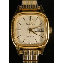 Classic Gold Tone Cadence Date Window Flex Band Ladies Watch Works (r1)