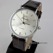 Classic Simple Style Gentle Mens Quartz Synthetic Leather Strap Wrist Watch