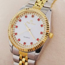 Classic Trendy Crystal Nail Unisex Couple Quartz Wristwatch Stainless Steel