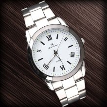 Classic Type Men Stainless Steel White Table Watch Ni65