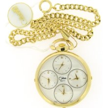 Colibri Four Time Zones Chronograph Open Face Pocket Watch