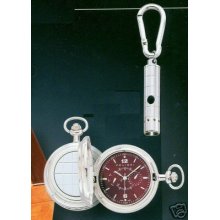 Colibri Silvertone Pocket Watch- Red Dial