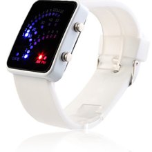 Color Band 29 Blue and Red LED Sector Pattern LED Wrist Watch