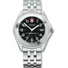 Companion Watch W/ Large Black Dial & Dual Finish Stainless Steel Bracelet