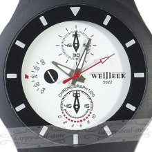 Concise Army White Dial Thin Rubber Band+red Hand Men Sport Quartz Wrist Watch