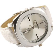 Cool Fashion Decor Dials PU Leather Band Women Men Watch - White