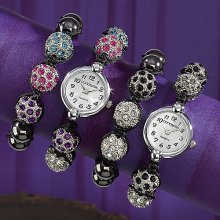 Crystal Beaded Watch/Bracelet Set - Multi Colored