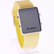 Cyber Sharp Yellow Ceramic Led Digital Wrist Watch Unisex Men Women