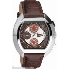 D &g Dw0213 Fast Shipping Brown Leather Chrono Mens Watch