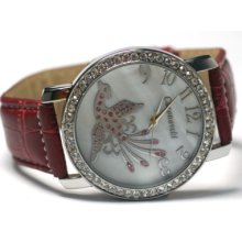 Dazzle Red Strap Womens Bling Shiny Phoenix Watch Abs5