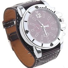 Deluxe Sports Style Men's Boy's Quartz Male Wrist Watch Fashionable Faux Leather