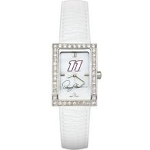 DENNY HAMLIN #11 LADIES ALLURE WATCH WHITE LEATHER STRAP