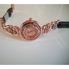 Designer Elegant Rose Gold With Brown Band Watch