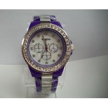 Designer Rich Looking Purple/metal Designer Style Geneva Fashion Boyfriend Watch