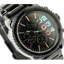 Diesel Ladies Stainless Steel Case and Bracelet Chronograph Black Tone Dial DZ5340