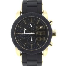 Diesel Watches Men's Classic Chronograph Black Dial Black Silicone Bla