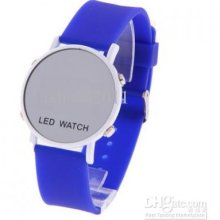 Digital Unisex Led Mirror Watch Fashion Round Watch Silicone Unisex