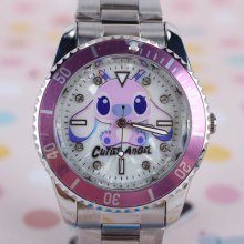 Disney Stitch Cutie Angel Stainless Stell Band Watch W/ Crystals 3g1570s-018pe