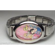 Disney Three Princess Italian Charm Watch Hard To Find Oval Bezel