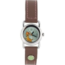 Disney Women's Mu2040 Bambi Rivet Snap Silver Watch