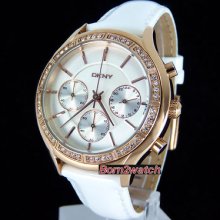 Dkny Ladies Chronograph Sparkling Stones Mother Of Pearl Rose Gold Ny8255