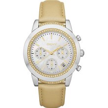 Dkny Ny8584 Unisex Gilt Leather Stainless Steel Case Watch