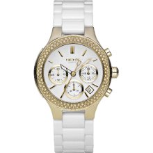 Dkny White Ceramic Dial And White Strap Chronograph Women's Watch Ny4986