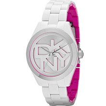 DKNY White-Fuchsia DKNY Logo Watch - White/Fuchsia