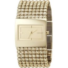 DKNY Women's Quartz Crystal Accent Wide Mesh Stainless Steel Bracelet Watch