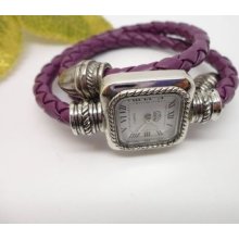 Dress Style Women's Ladies Multi Color Knitted Band Quartz Wrist Bangle Watch