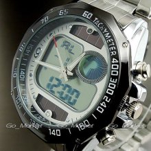 Dual Solar Chronograph Analogue Digital Hours Date Med Lcd Men Watch Hw033