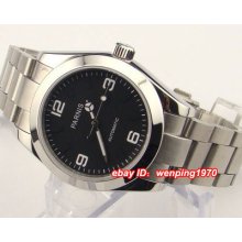 E981,parnis 40mm Black Dial Sapphire Glass Automatic Mens Watch