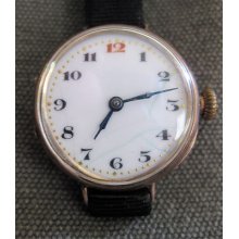 Early Ww 1 Era French Officer Trench Watch Circi 1915 In Rose Gold