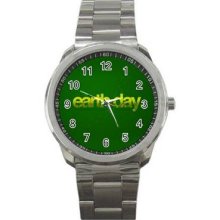 Earth Day Unisex Silver-Tone Sports Metal Watch 10