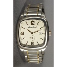 Eddie Bauer Menâ€™s Silver Gold Square Face Dress Watch, Date, 3 Atm, Quartz, Nice